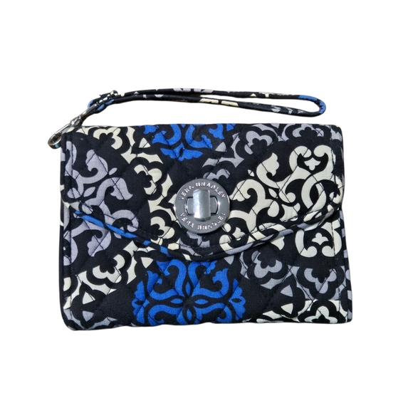 Vera Bradley Smartphone Wristlet Clutch Purse Canterbury Cobalt Blue Retired - Picture 1 of 7
